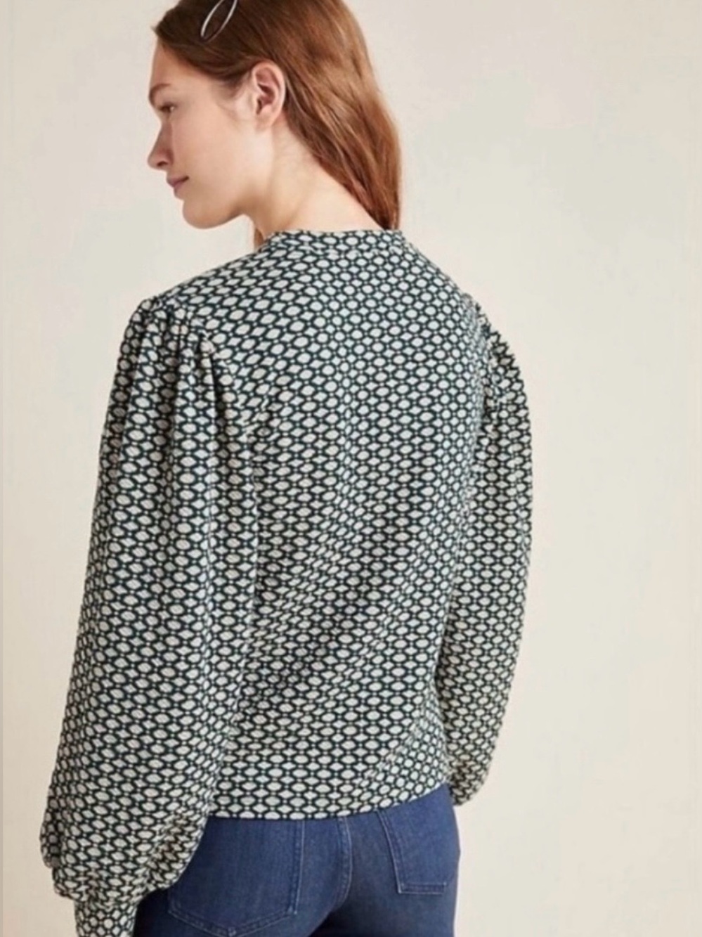 Anthropologie Maeve Green Geometric
Patterned Balloon Sleeve Sweater Size: XS - Picture 3 of 10